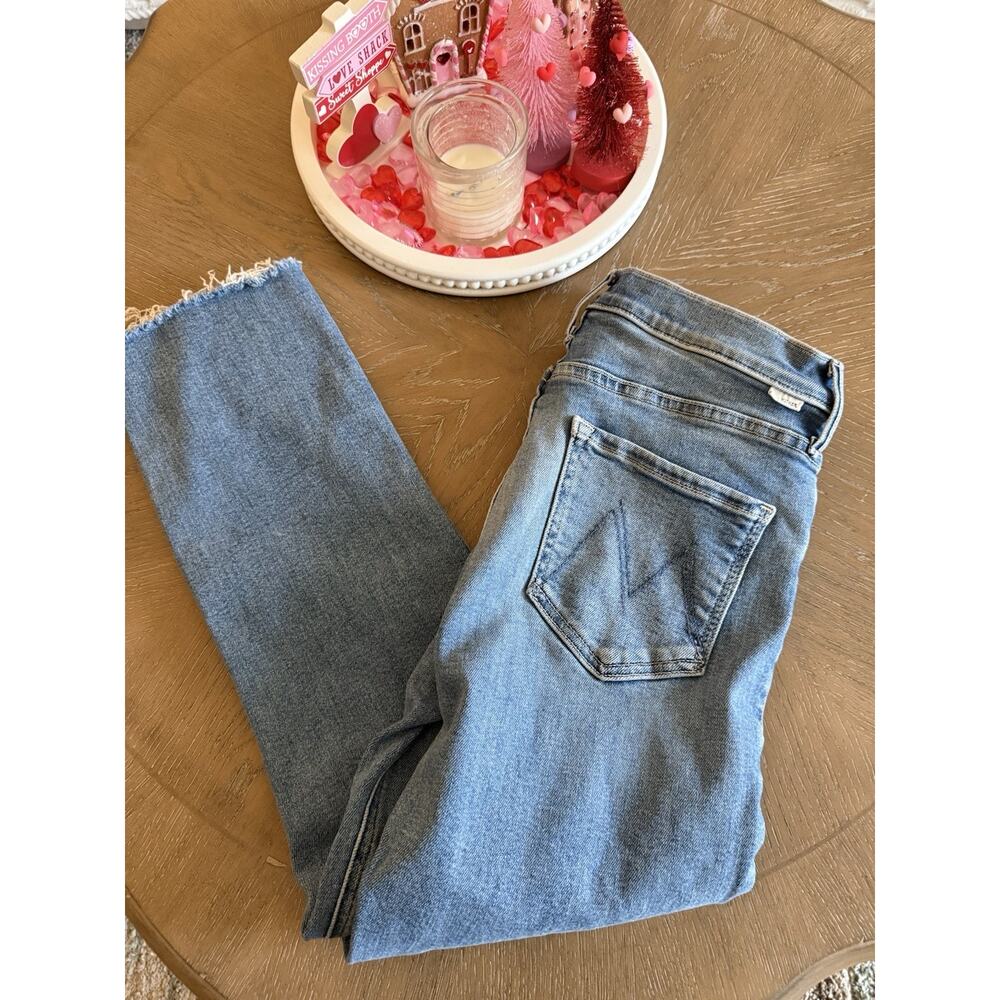 MOTHER Straight Leg Jeans in Light Blue Denim